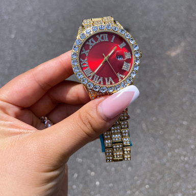 'ICY GIRL' WATCH-GOLD/RED