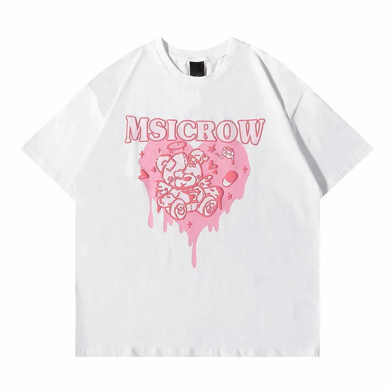 Kawaii Women's T Shirt Korean Pink Love Bear