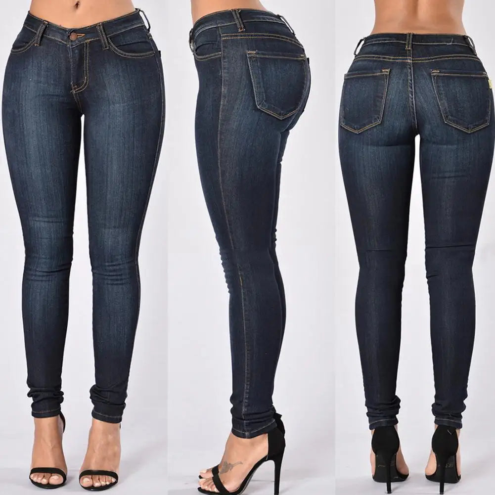 High Waist Elasticity Black Jeans