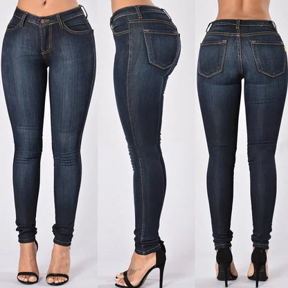 High Waist Elasticity Black Jeans