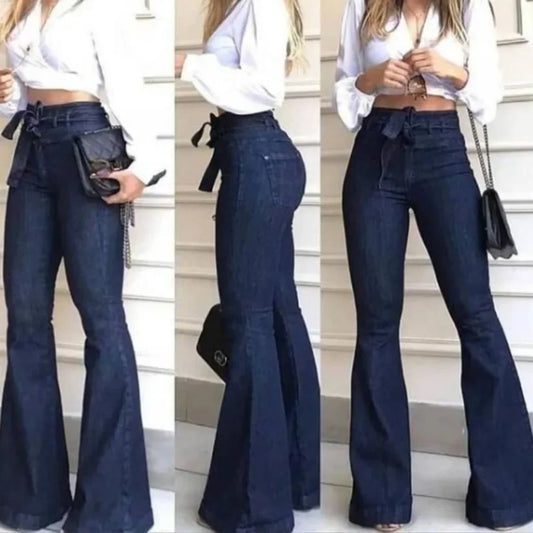 Solid Color High Waist Flare Pants