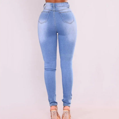 High Waist Elasticity Black Jeans